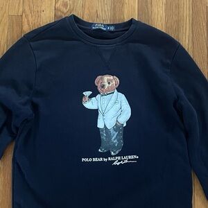 Ralph Lauren Blue Crewneck Sweatshirt with Martini Bear Design